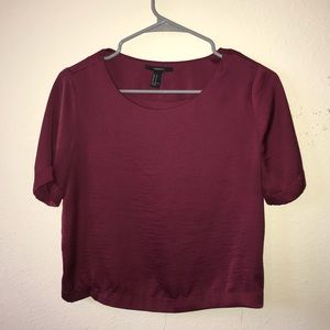 Forever 21 Burgundy Silk Blouse